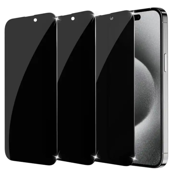 ( 3-PACK ) iPhone 14 PRO Skärmskydd Privacy i Härdat Glas - FaceID Stöd - 3D