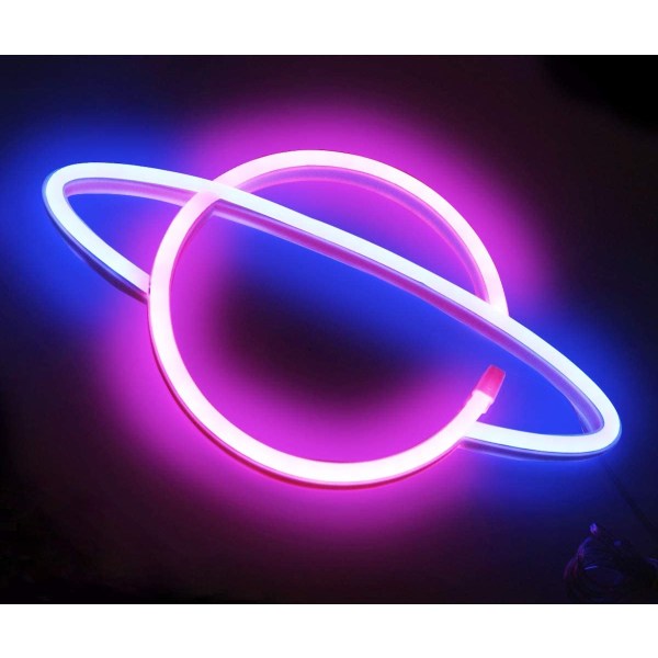 Planet Neon Signs - LED Planet Neon Ljus Rosa/Blå Planet Neon