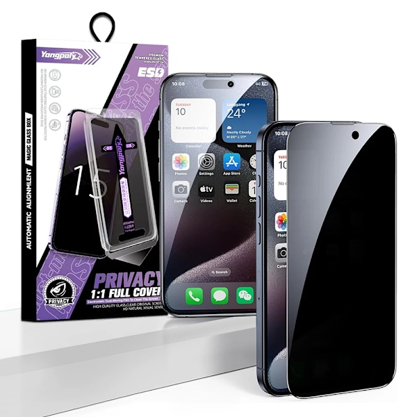 Heltäckande Sekretess skärm för iPhone 13 med med lätt installationssats fack