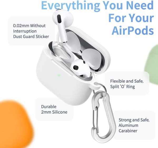 Mintgrøn, AirPods3 øretelefonetui med æble silikone flydende sil