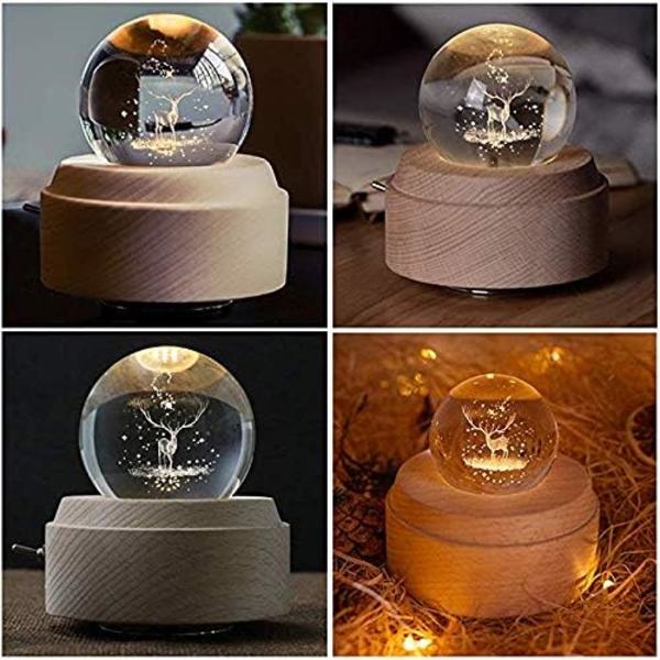LED-projeksjonslys - 3D krystallkule musikkboks lysende roterende