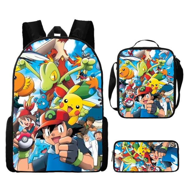 Fairy-Printed 3-Piece Backpack Set: Backpack + Crossbody Lunch Bag + Pencil Case—Children's School Set, Style 6