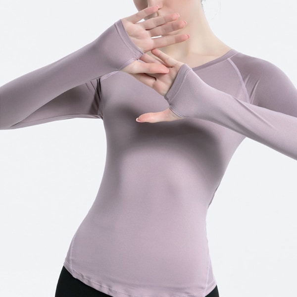 Träningströjor för kvinnor Långärmade yogatröjor med tumhål