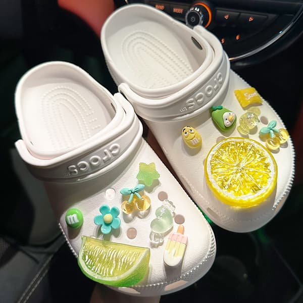 13 stk. Grøn Orange Citron Hule Sko Tilbehør til Croc Charms f