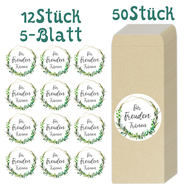 Återvinningsbara myntplånböcker för bröllopsgåvor, anpassat budgetsystem robust kraftpapper 12 x 7 cm påsar, perfekt för att spåra ekonomiska mål och