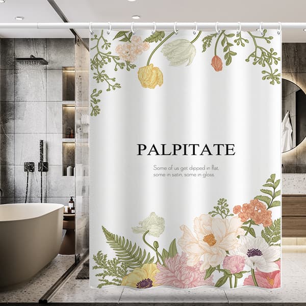 Pastoral blomsterbladprint vandtæt badeforhæng