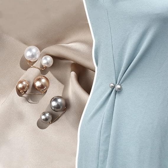 Mode simuleret perlebroche, 6 stykker sweater sjalnål, dobbelt