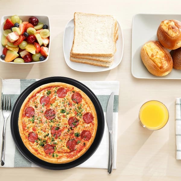 1 sæt/2 stk 8 tommer Airfryer-tilbehør med kageform og pizzapande i kulstofstål
