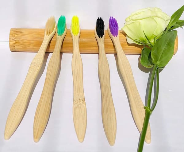 Miljövänlig Bambu Tandborste, 10-pack Medium Hårda Borst Biod