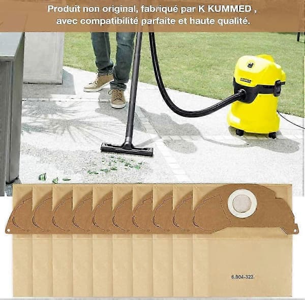 10 kappaleen pakkaus pölynimuripusseja Karcher 6.904-322.0 -malliin