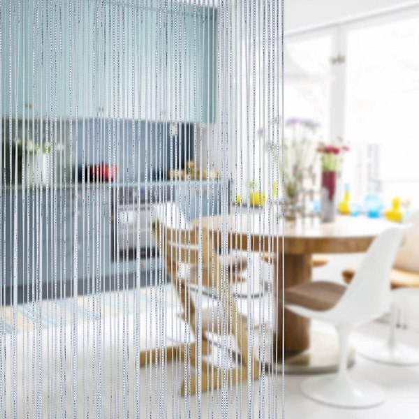 Paljettgardin för Fönsterväggpanel, Trådgardiner Rumsavdelare med Glitter Silver Lurexfolie, Toffsskärm Heminredning för Sekretessdörr