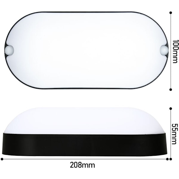 Infälld Lampa För Våtrum, Energieffektiv 15W Oval LED Bulkhead Med Fuktsäker Design Och Högintensiv 5730 LED Patch Ljuskälla,