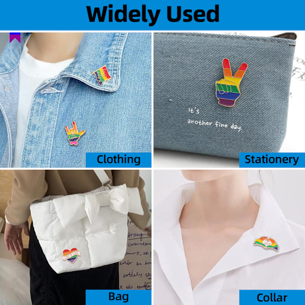 Stilrena Regnbågs Pride Pins, Blandade Färger Zinklegering Material Lgbt Slag Pins för Kläder Väska Tillbehör, Kompakt Design Idealisk för Pride Dagen