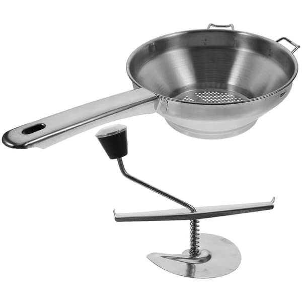 1 stk. blender i rustfritt stål, manuell potetpresse, potetmoser til hjemmet (sølv)