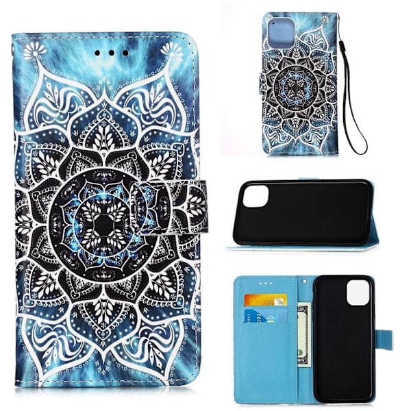 Pung etui Apple iPhone 12 – Blå Mandala