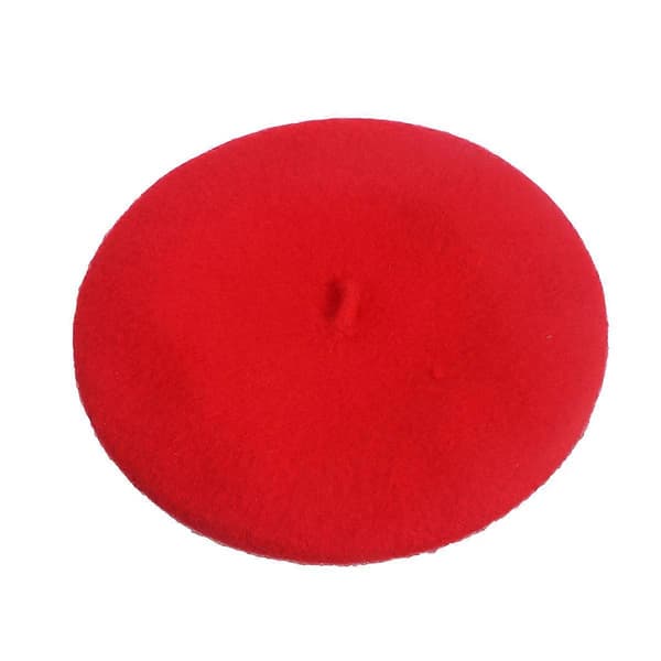 Barn Jenter Varm Fransk Stil Beret Lue Solid Beanie Vinter Høst (Rød)