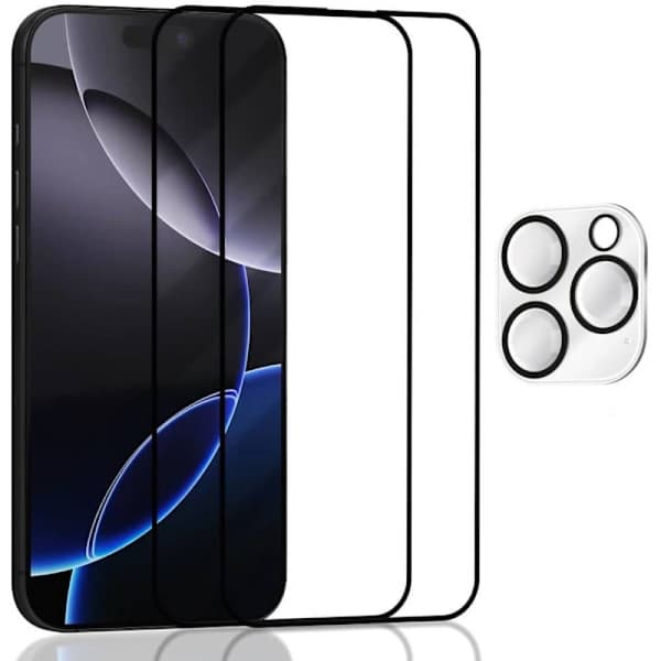 2-pack Skärmskydd för iPhone 16 Pro & 1-pack Linsskydd - Härdat Glas 9H - Superkvalitet 3D
