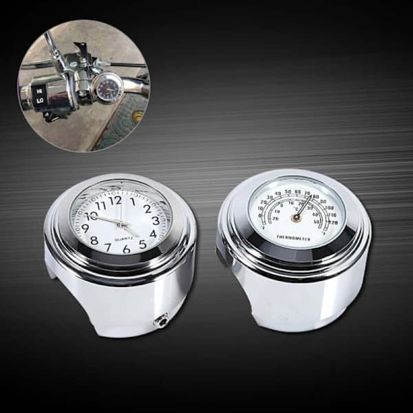 7/8\" 1\" Motorcykelstyrbeslag Ur & Termometer Temp Hvid??
