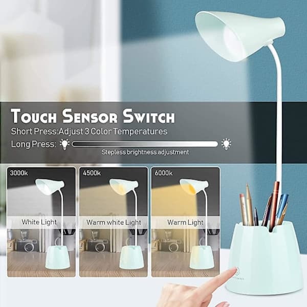 Skrivebordslampe Barn, LED Dimbar 24 LED Øyevennlig Bordlampe