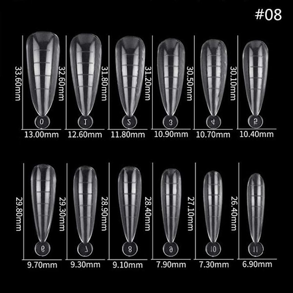 48st nagelform för polygel - Akrylnaglar - Nageltippar, Dualform Transparent Nr - 8