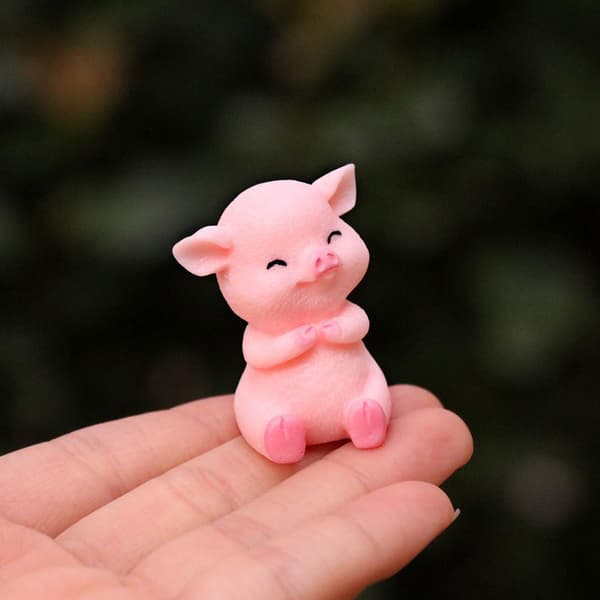 8 stk. miniature gris figurer, søde lyserøde gris legetøjsfigurer kagepynt