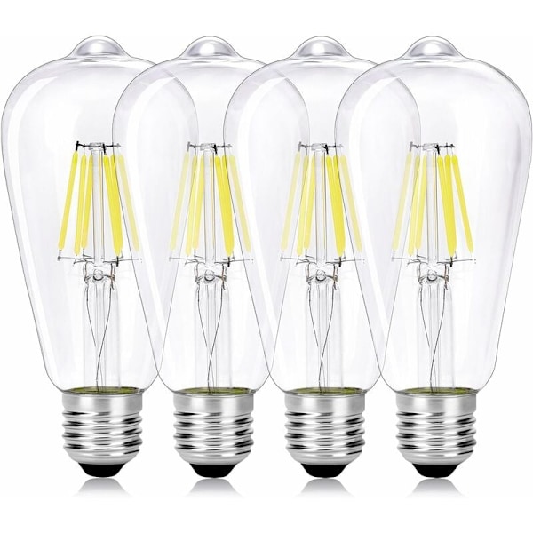Flimmerfri Dimbar LED-lampa i Kallvitt, 4000K Vintage Edison Design, Klart Kristallglas För Energibesparande Stämningsbelysning i Restauranger, Barer,