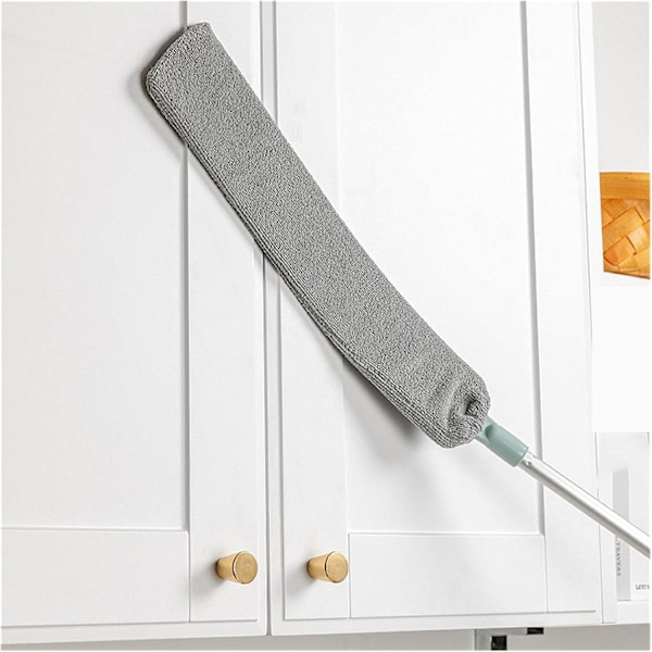 Infällbar Dammtorkare för Springor, Humaniserad Design Teleskopisk Dammborste för Vått och Torrt, Rostfritt Stålhandtag med Flexibelt Mikrofiberhuvud för Under
