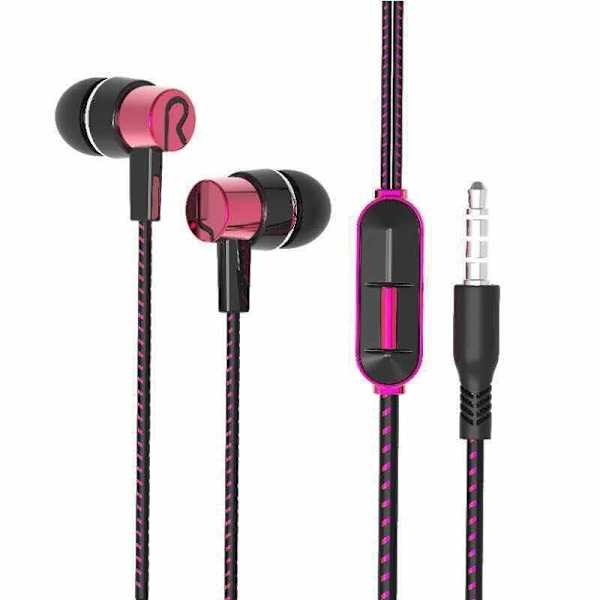 In-ear hörlur med mikrofon, Svart/Röd Svart