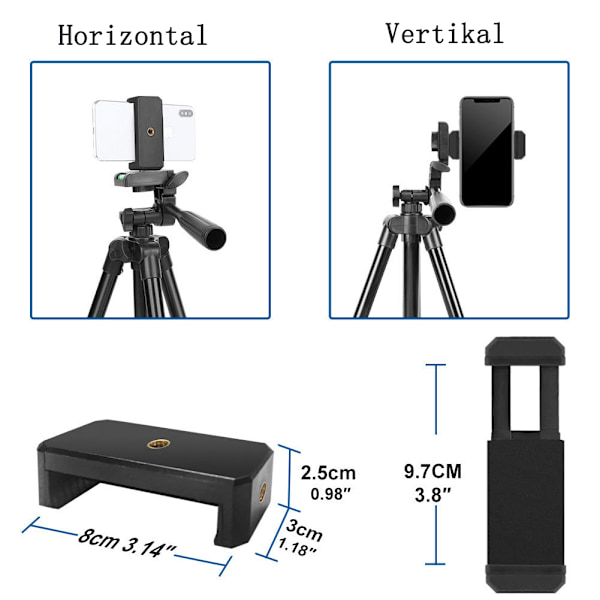 Multifunktionellt Stativkit, Otroligt Lätt Aluminiumstativ Med Universell Telefon- och Tabletthållare, För Videoinspelning Selfies Livestream