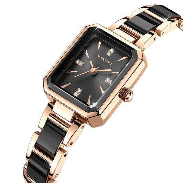 Armbandsur för kvinnor, elegant designad damklocka, kvarts analog damklocka med keramikarmband