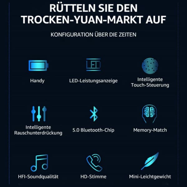In-ear hodetelefoner, kompatible med Samsung Android Iphone trådløse hodetelefoner