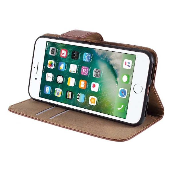 iPhone 7/8/SE (2020/2022) - Äkta Läder Plånboksfodral - Brun Brown Brun