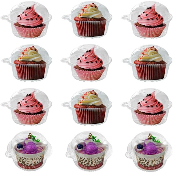 Klart Kupollock Muffinsbehållare, Miljövänligt Material Säkerställer Säker Förvaring, Hög Transparens för Attraktiv Visning (50-pack)