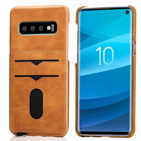 Skal med Korthållare - Samsung Galaxy S10 Plus (Vintage-Mark) Mörkbrun