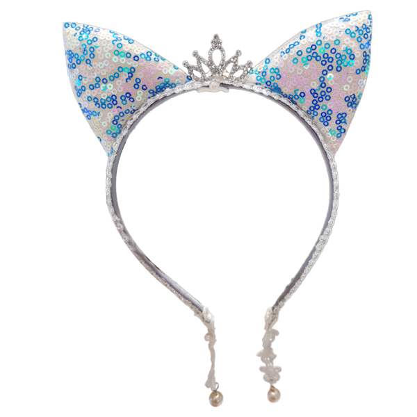 Sommar Kristall Paljetter Glänsande Crown Cat Ears Pannband för kvinnor