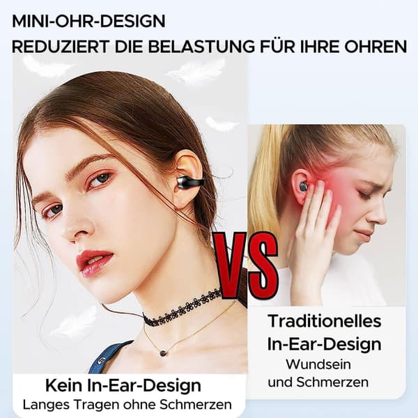 (Sort) øreclips knogleledningshovedtelefoner Bluetooth 5.3 trådløse hovedtelefoner