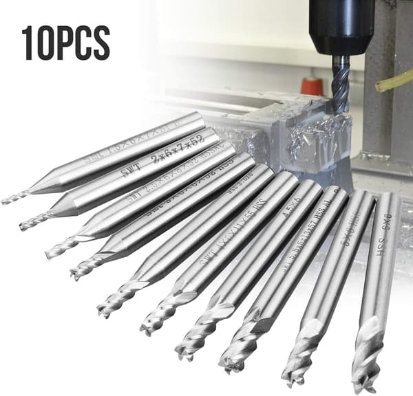 Endefreser, 1,5 til 6 mm rett skaft bor sett HSS CNC 4 fløyter