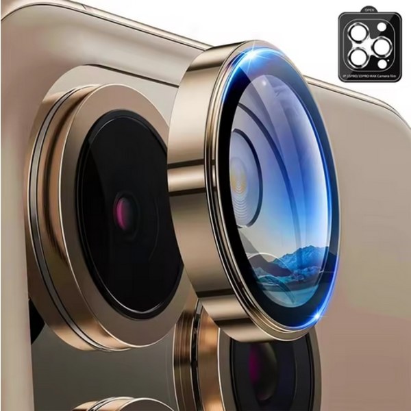 2-Pack iPhone 16 Pro Kameralinsskydd Härdat glas -Desert Titanium Guld