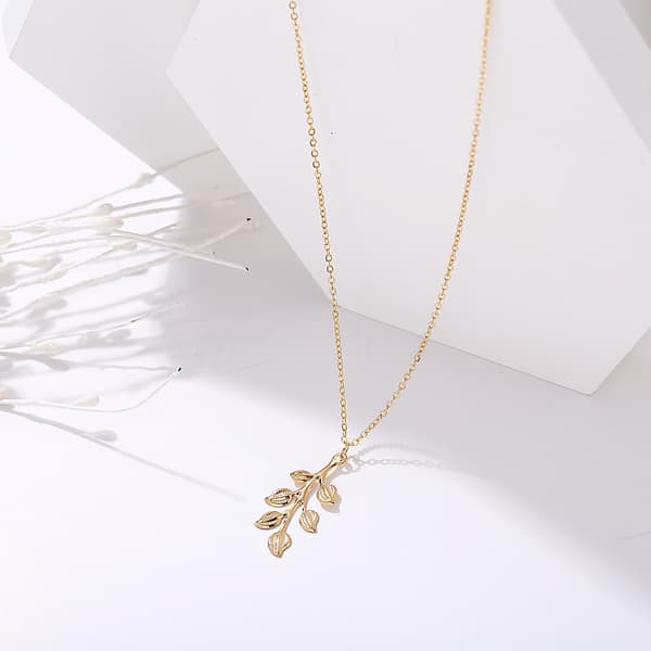 Boho lövhalsband guld olivlöv choker halsband vintage