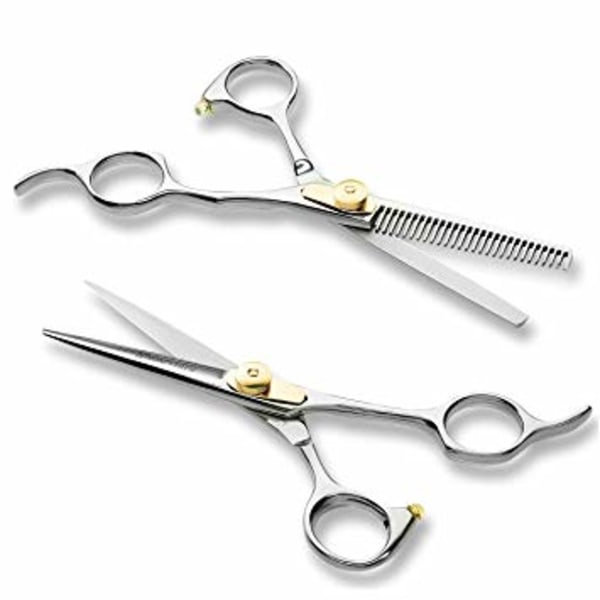 Frisörsax - Hårsax och Urtunningssax komplett set silver 15 cm