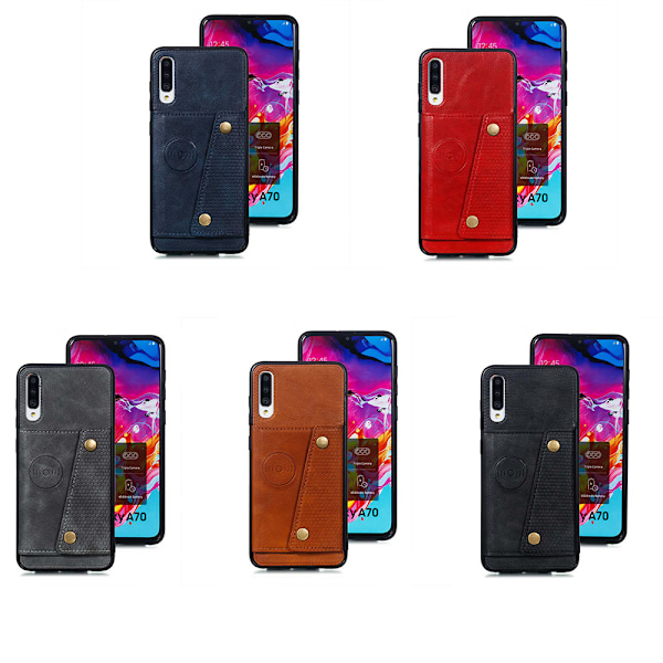 Praktiskt Skal med Korthållare - Samsung Galaxy A70 Grå