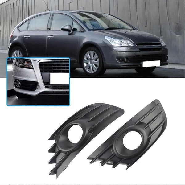 Par med tåkelysgrill foran, svart farge, passer til Citroen C4 2004-2008