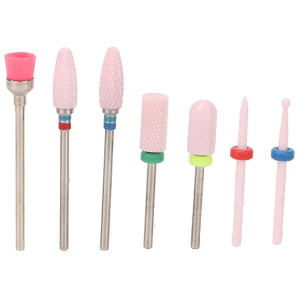 Neglekunst drillbits i rustfritt stål - 7 stk. bærbare slipebits for salong og hjemmebruk