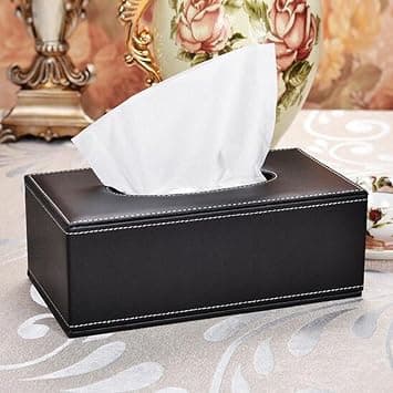 (Brun) Premium PU Læder Servietboks - 20 x 12 x 9,5cm