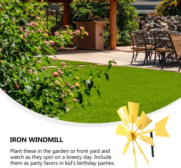 Hagevindmølle Stake Jern Vindspinner Utendørs Hagekunst Dekor