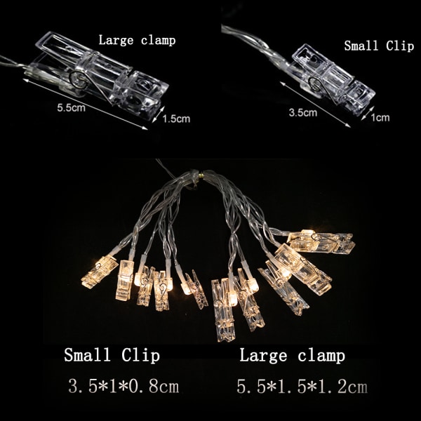 Batteridriven ljusslinga med LED-klämmor för foton (20/40