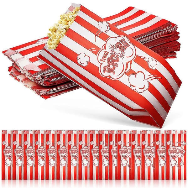 100 stk. husholdningspopcornposer Multifunksjonelle papirposer Praktiske godbitposer Bakeritilbehør