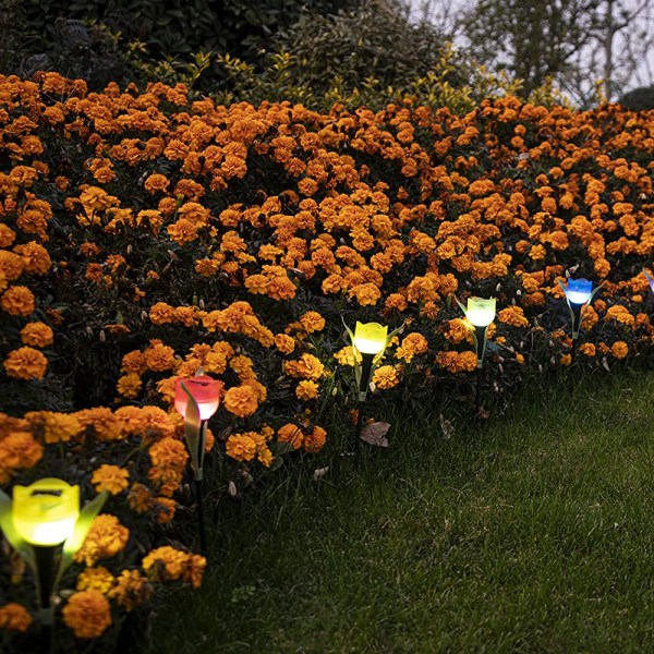 12st Utomhus Solar Street Lights, Tulip Flower Solar Lawn
