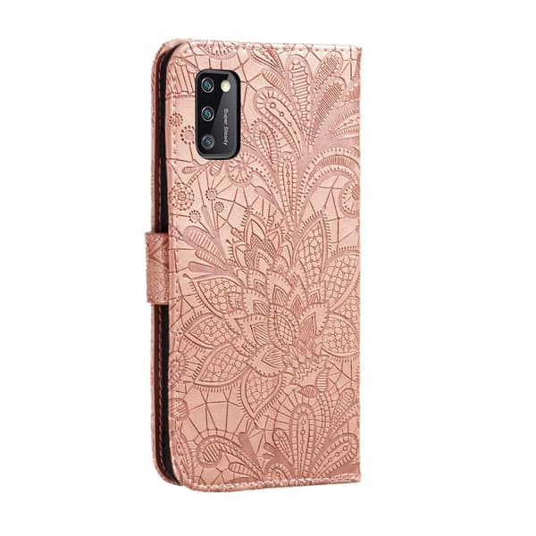 Samsung Galaxy A41 - Blommigt Plånboksfodral - Roséguld Roséguld Roséguld