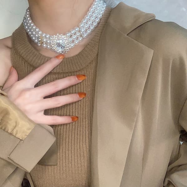 Brud retro mode pärla strass choker halsband